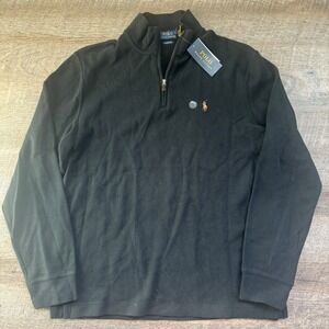 Polo Ralph Lauren Mens Estate Rib Quarter Zip Pullover Black Cotton Medium NEW